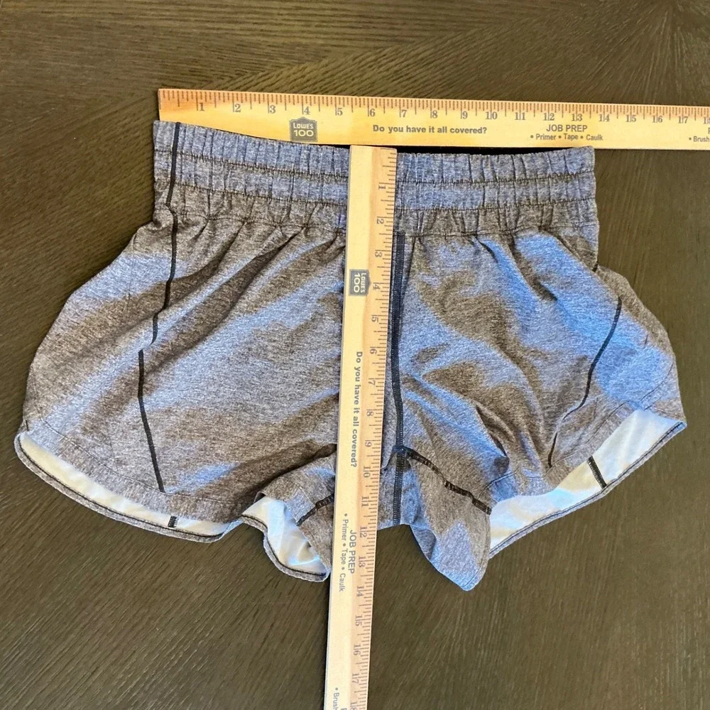 Lululemon Run Speed Shorts Womens 8 Heathered Gray Black Lined 2.5